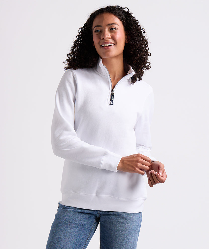Crosswind Quarter Zip Sweatshirt - White - Women's Comfort