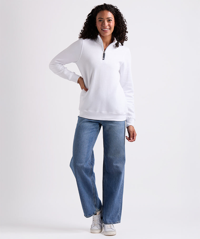 Crosswind Quarter Zip Sweatshirt - White - Women's Comfort